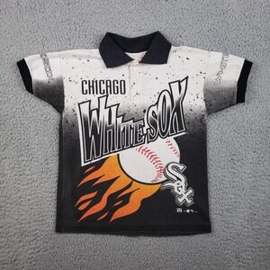 Vintage Chicago White Sox Team Rated Polo Shirt Youth M (5/6) All Over Print MLB
